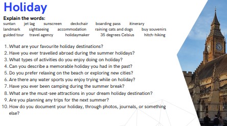 Podgląd materiału: Konwersacje dla dorosłych — HOLIDAY